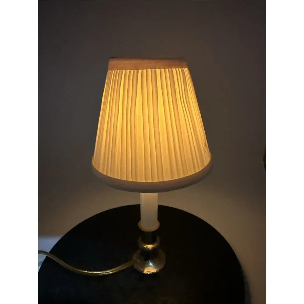 Vintage Brass Candle Electric Light With Shade Lamp